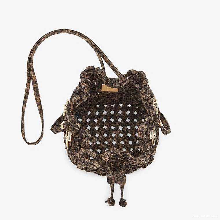 Affordable Mini Tresor Fabric Interlace Bag Fendi Coffee Mon Bucket In 0730